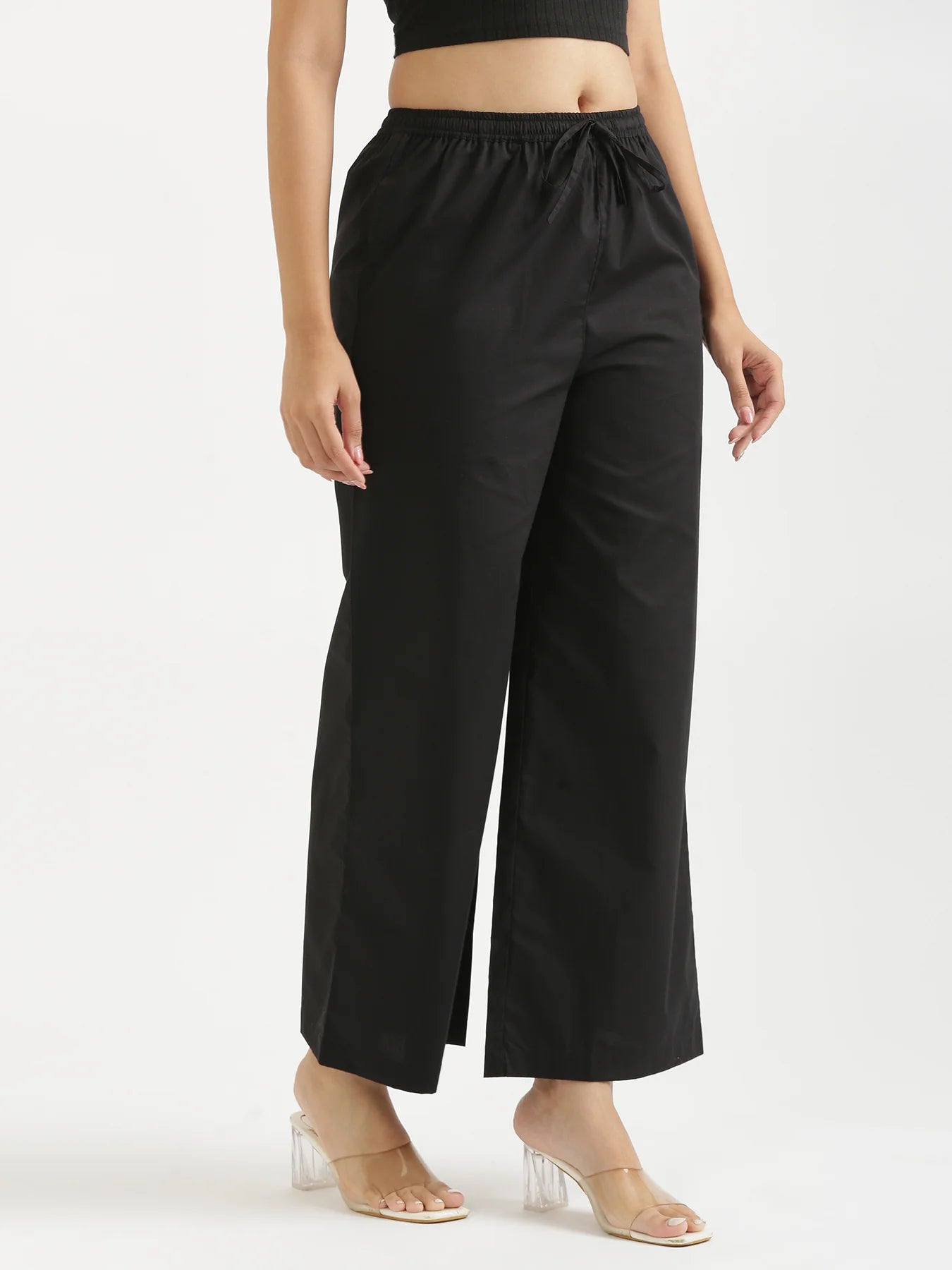 Women Black Better Cotton Casual Pant