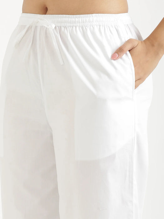 Women White Better Cotton Casual Pant