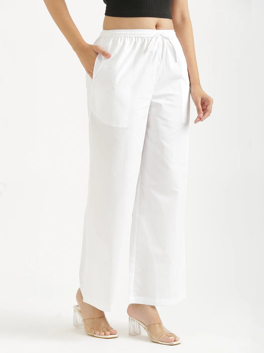 Women White Better Cotton Casual Pant