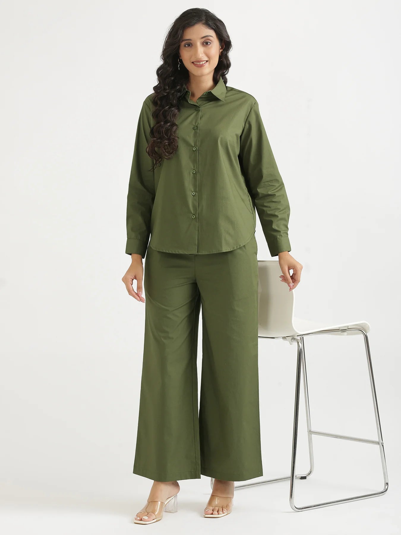 Women Forest Green Better Cotton Casual Pant