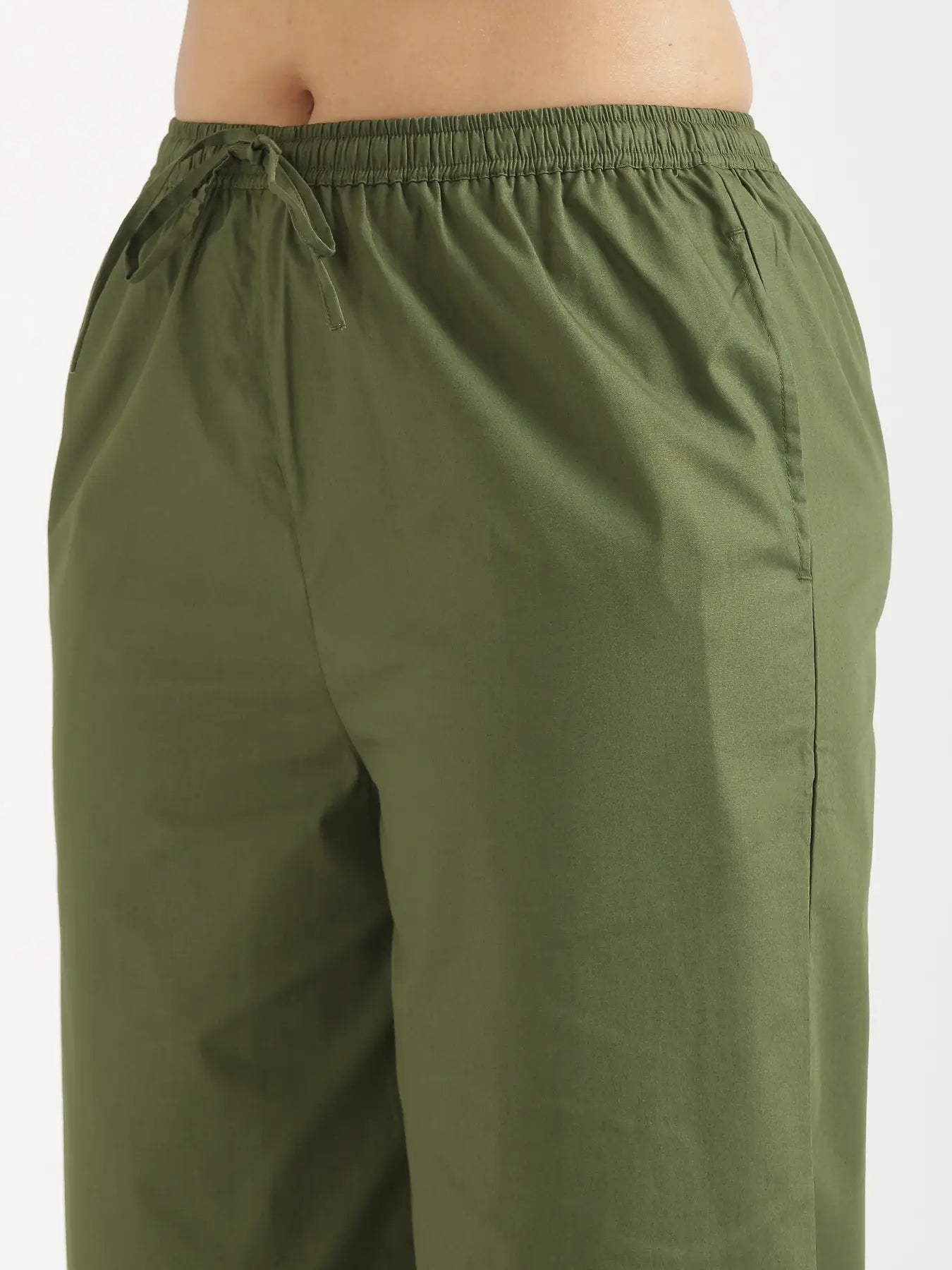 Women Forest Green Better Cotton Casual Pant