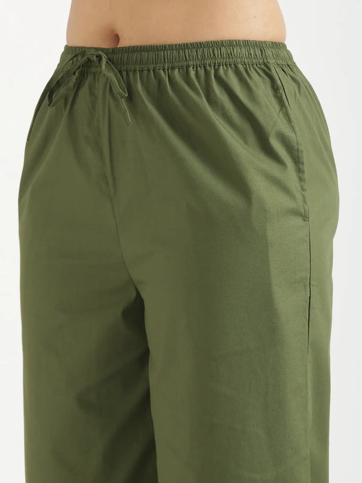 Women Forest Green Better Cotton Casual Pant