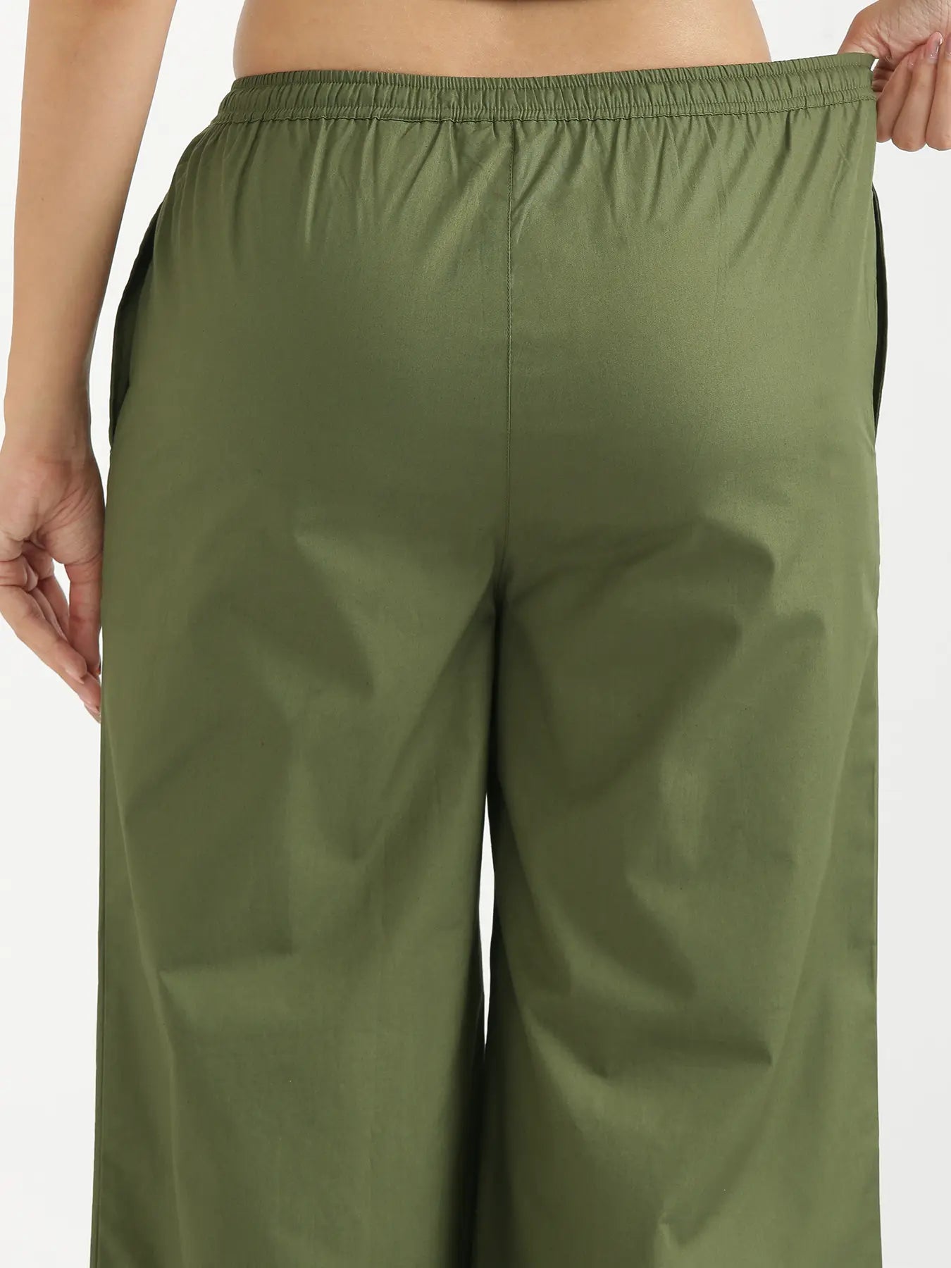 Women Forest Green Better Cotton Casual Pant