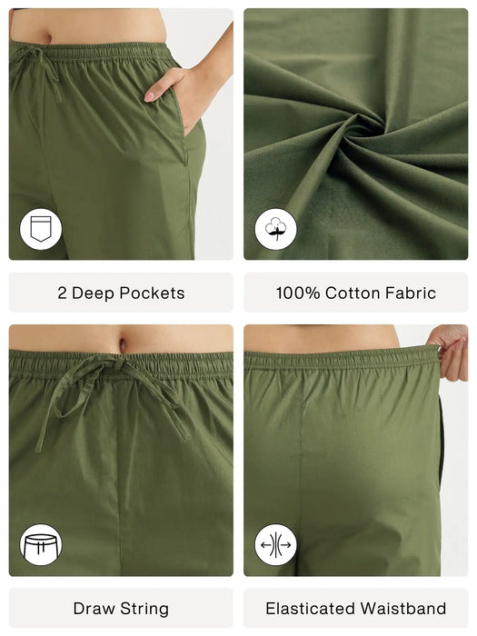 Women Forest Green Better Cotton Casual Pant
