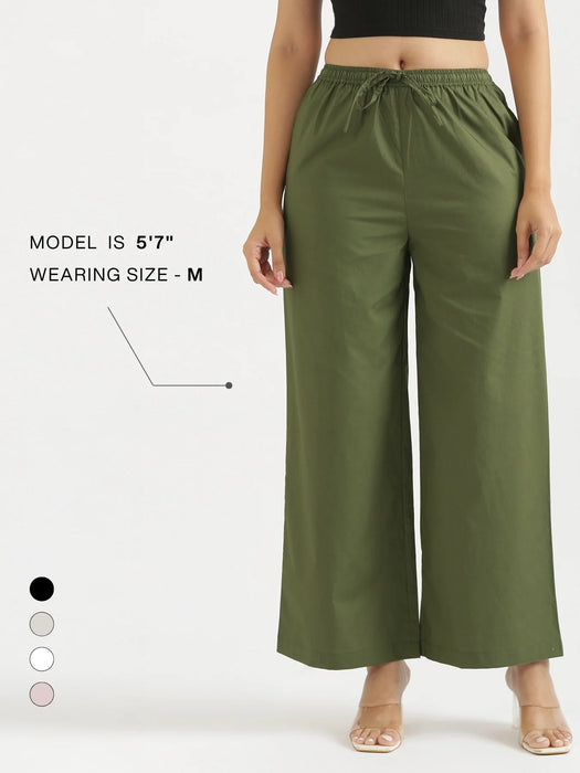 Women Forest Green Better Cotton Casual Pant