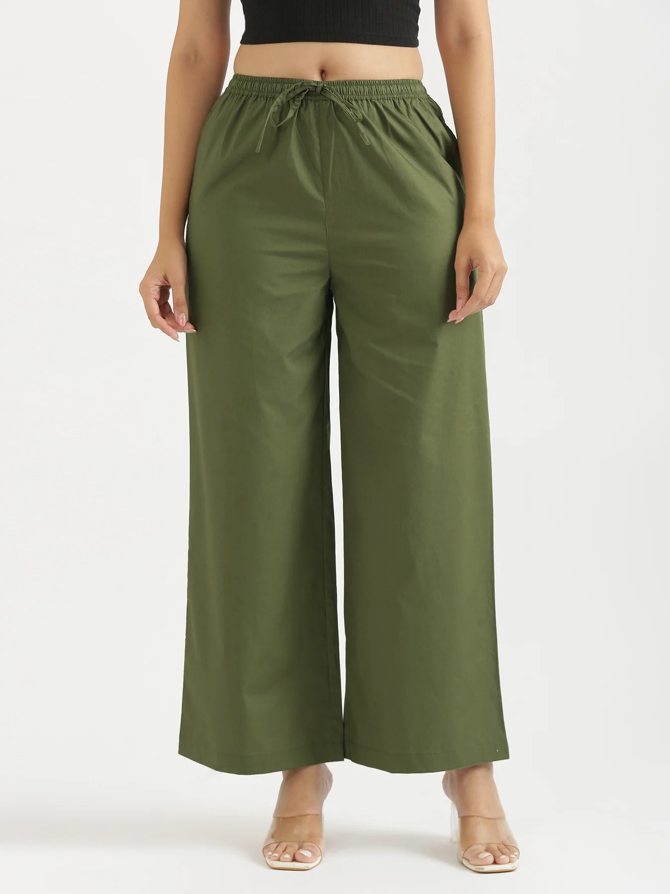 Women Forest Green Better Cotton Casual Pant