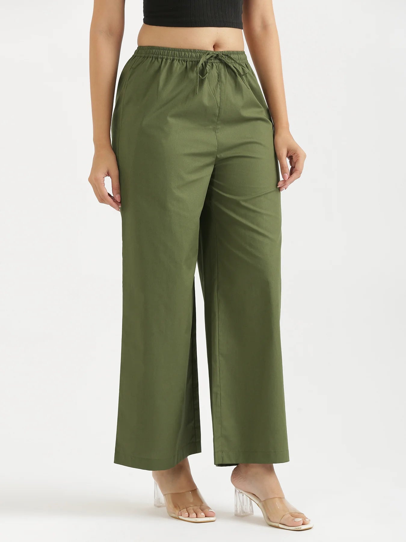 Women Forest Green Better Cotton Casual Pant