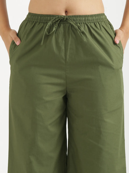 Women Forest Green Better Cotton Casual Pant