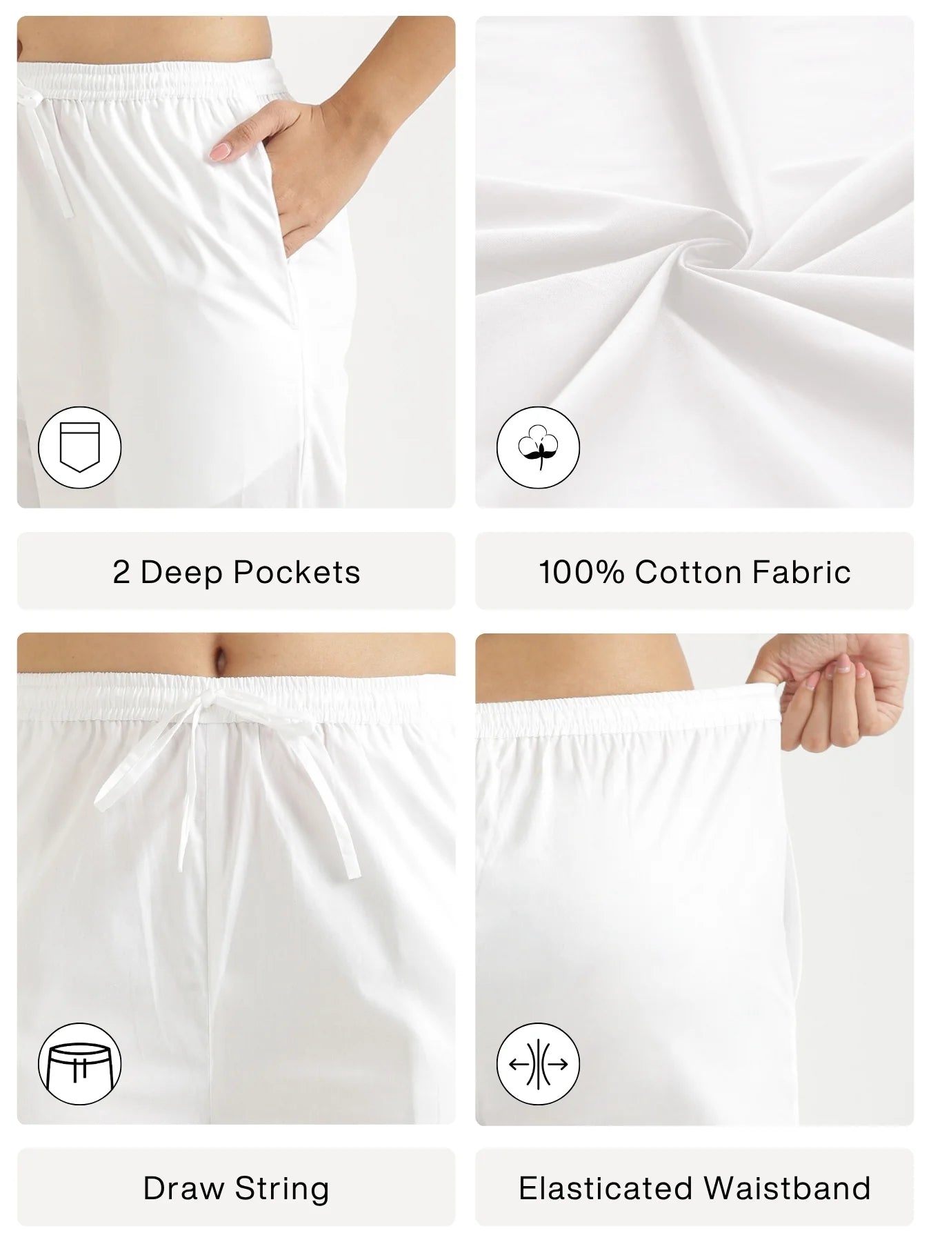 Women White Better Cotton Casual Pant