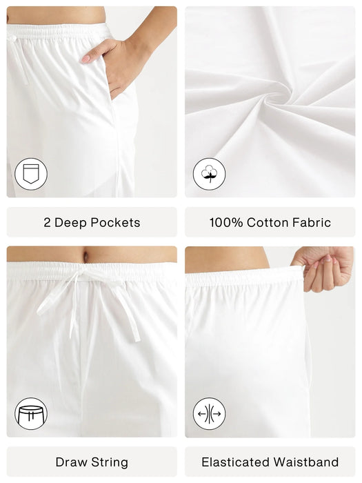 Women White Better Cotton Casual Pant