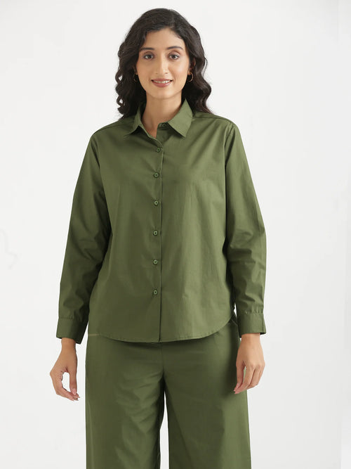 Women Forest Green Better Cotton Everyday Shirt