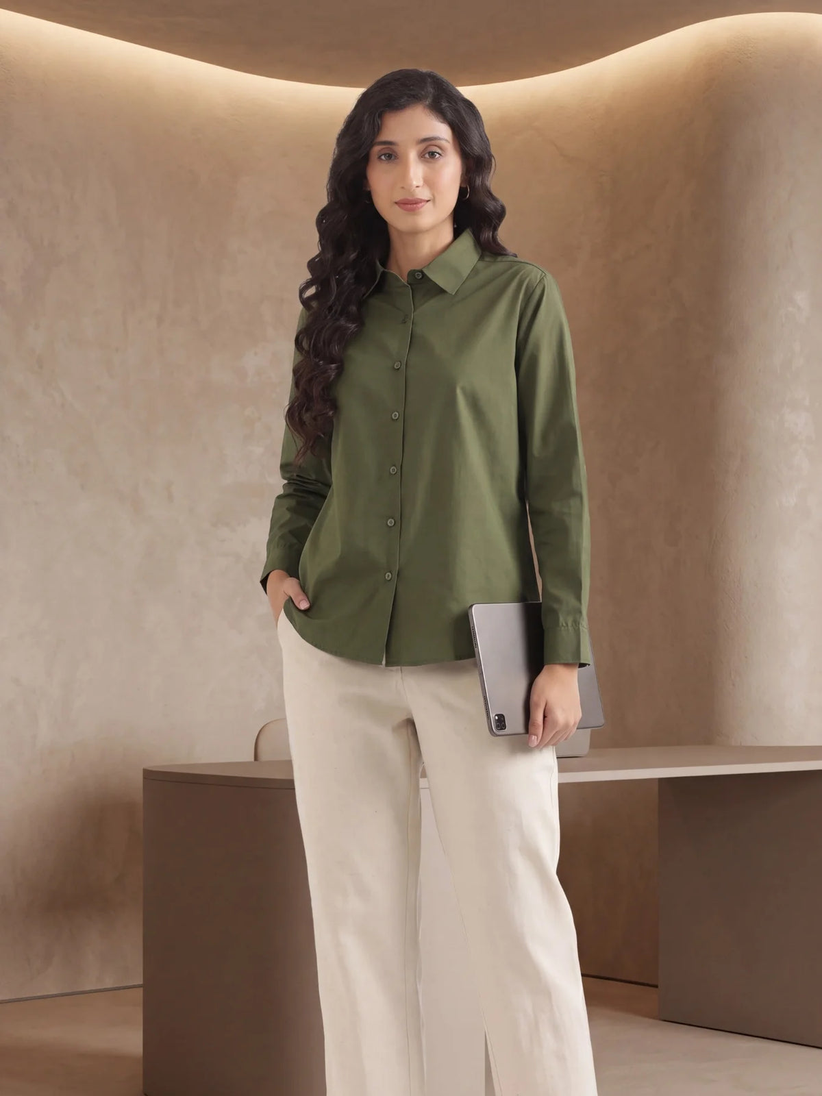 Women Forest Green Better Cotton Everyday Shirt