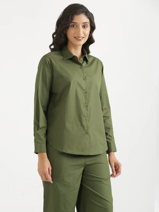 Women Forest Green Better Cotton Everyday Shirt