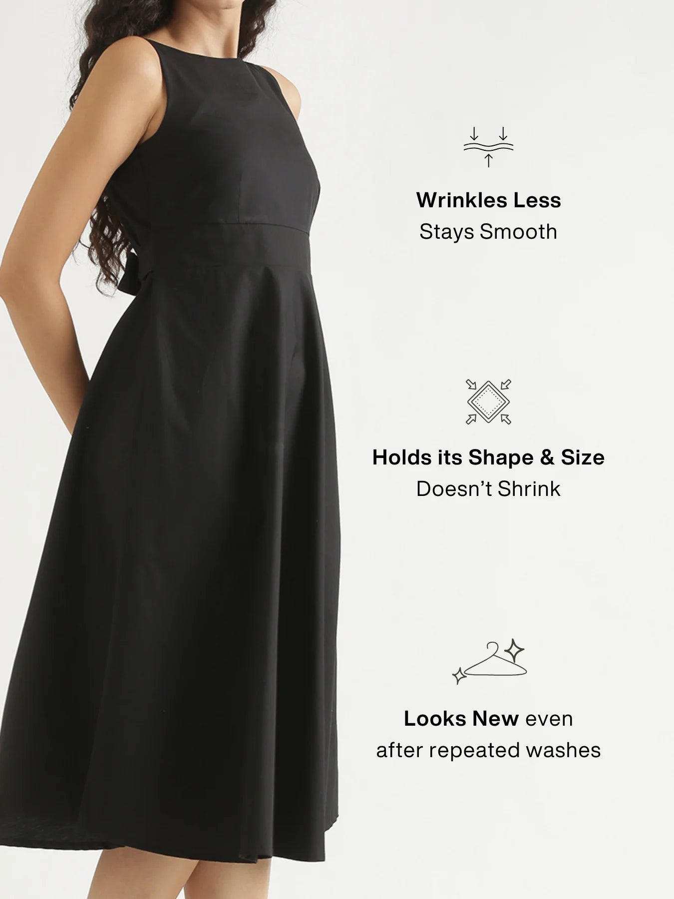 Women Black Better Cotton Flared Dress