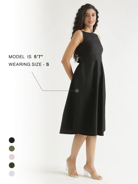 Women Black Better Cotton Flared Dress