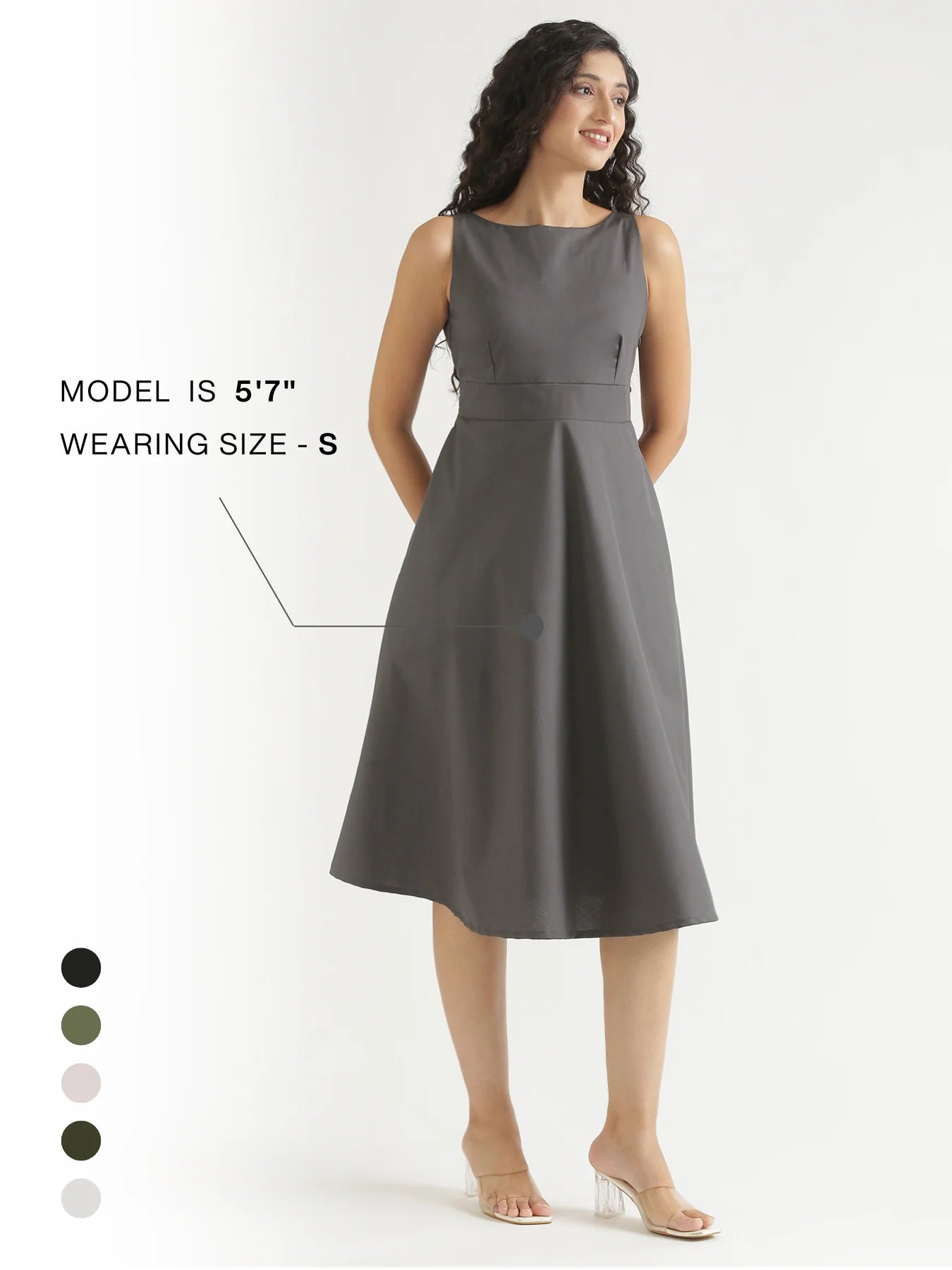 Women Dark Grey Better Cotton  Flared Dress