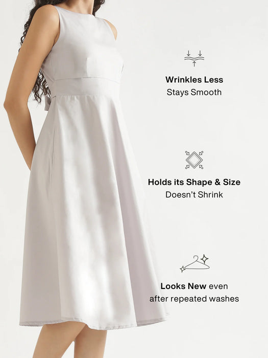 Women Grey Better Cotton Flared Dress