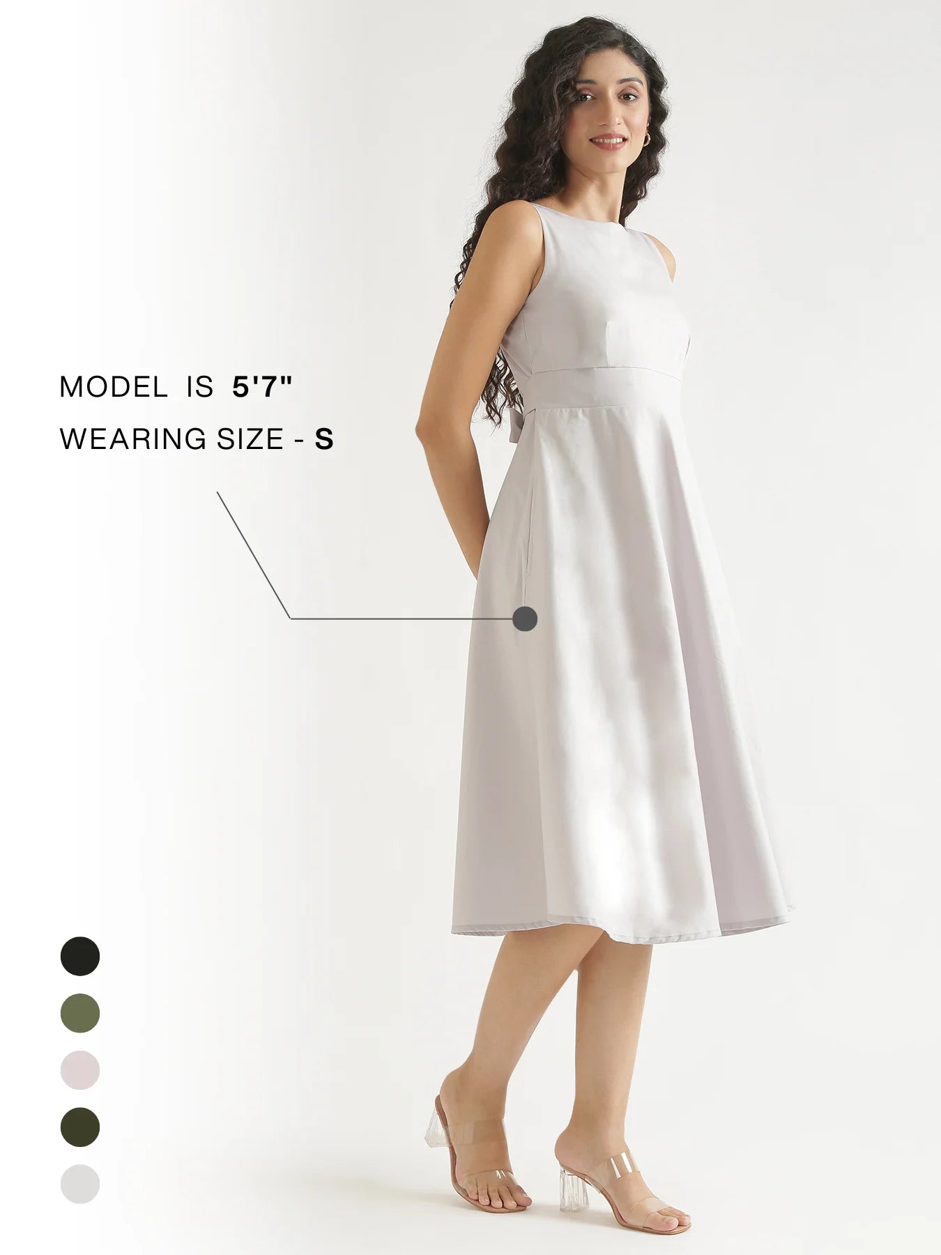 Women Grey Better Cotton Flared Dress