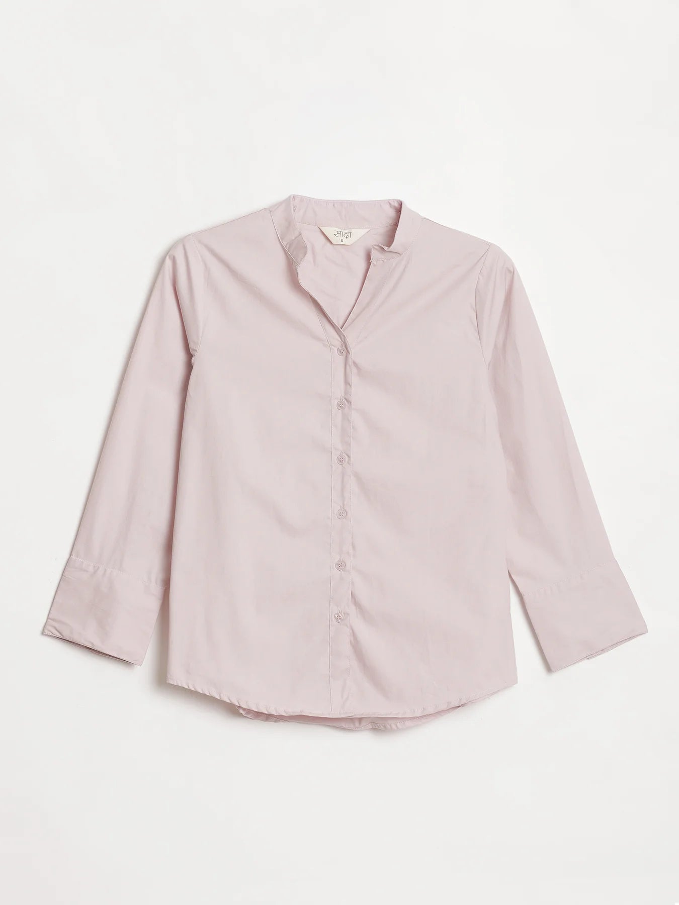 Women Mauve Pink Better Cotton Mandarin Collar Shirt