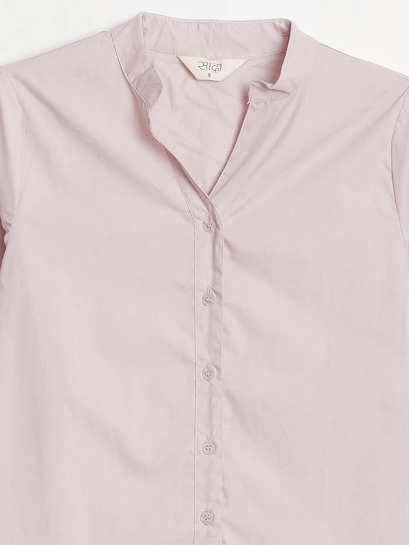 Women Mauve Pink Better Cotton Mandarin Collar Shirt