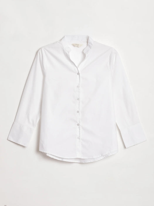 Women White Better Cotton Mandarin Collar Shirt
