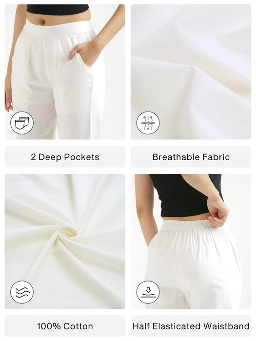 Women White Cotton Pant