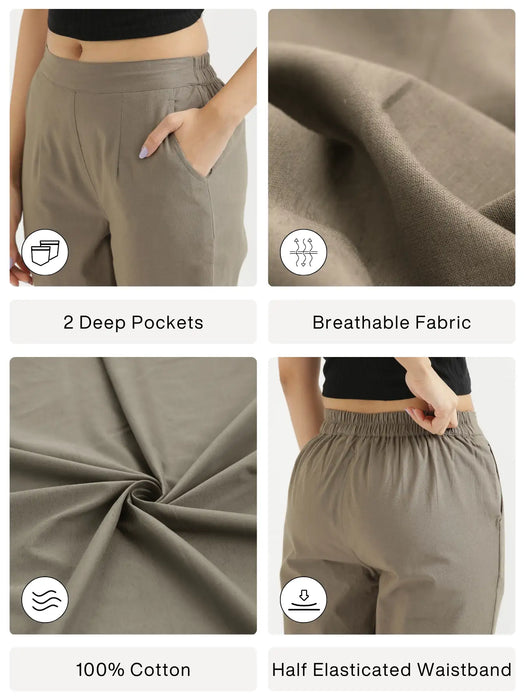 Women Grey Cotton Pant