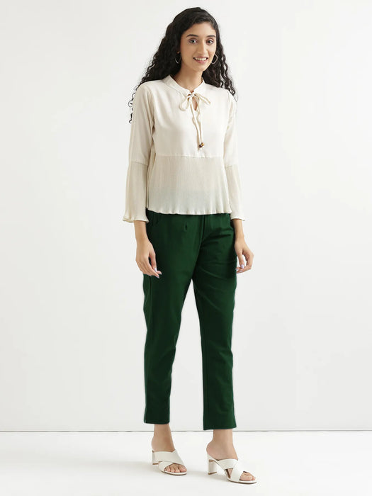 Women Sage Green Cotton Pant