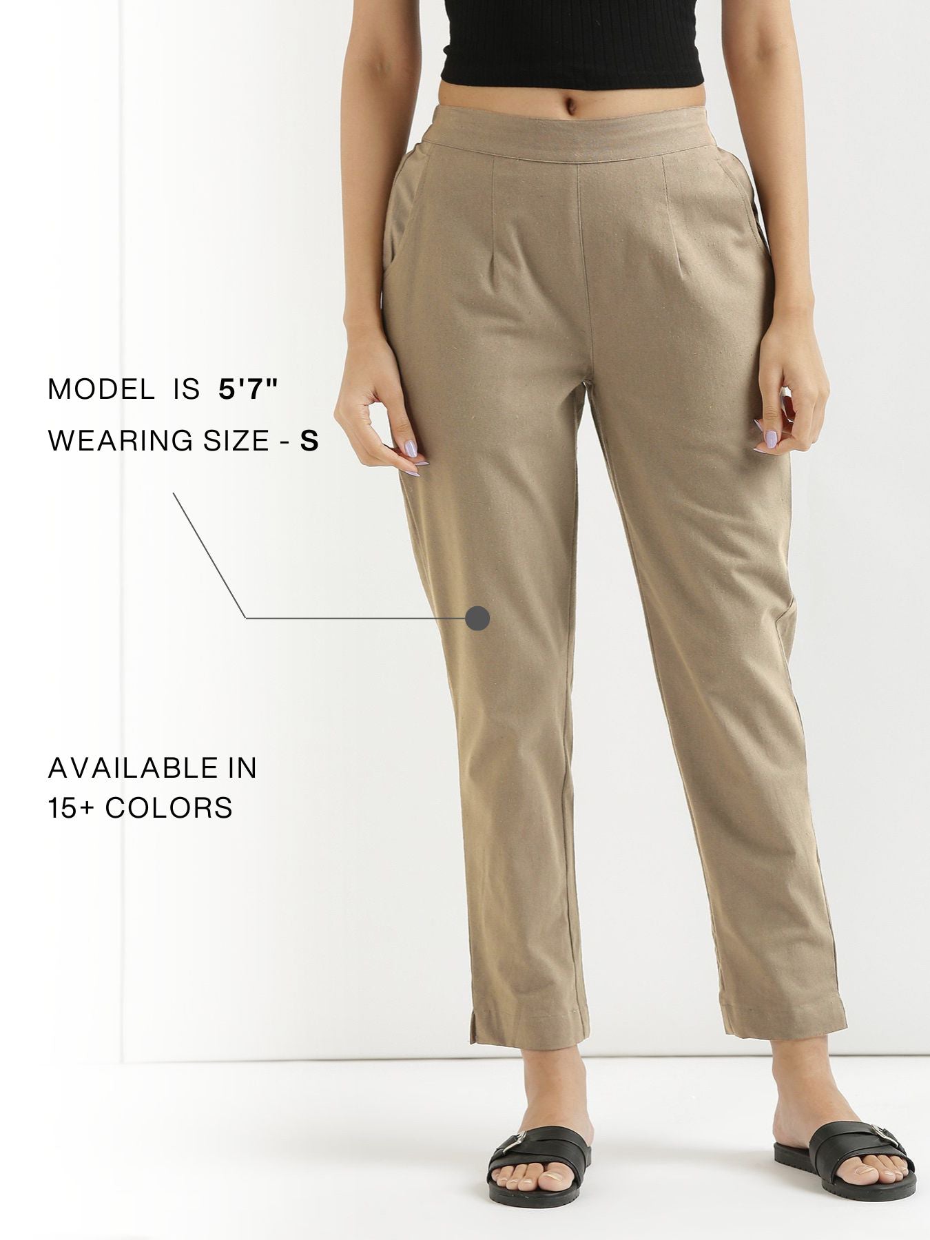 Women Khakhi Cotton Pant