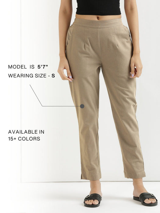 Women Khakhi Cotton Pant