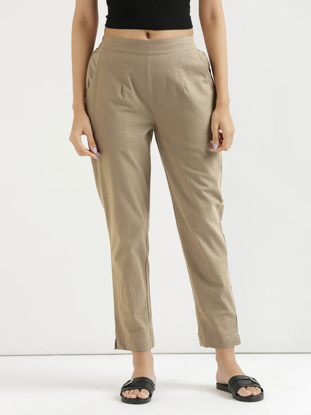 Women Khakhi Cotton Pant