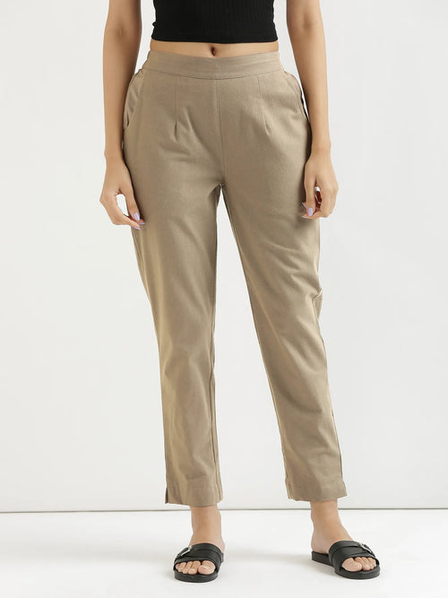 Women Khakhi Cotton Pant