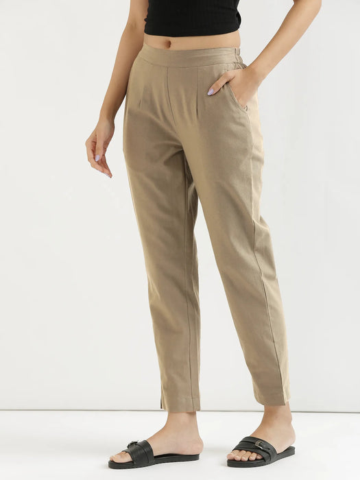 Women Khakhi Cotton Pant