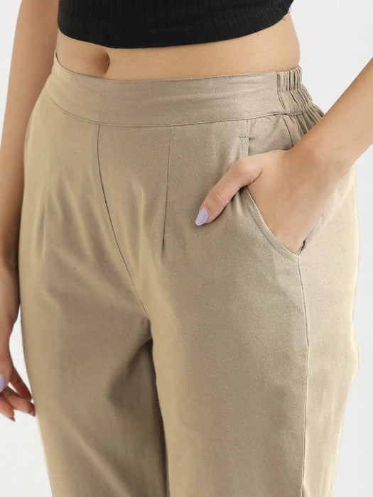 Women Khakhi Cotton Pant