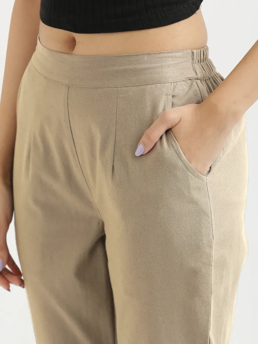 Women Khakhi Cotton Pant