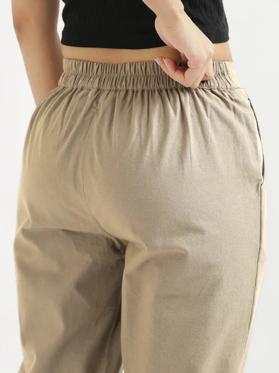 Women Khakhi Cotton Pant