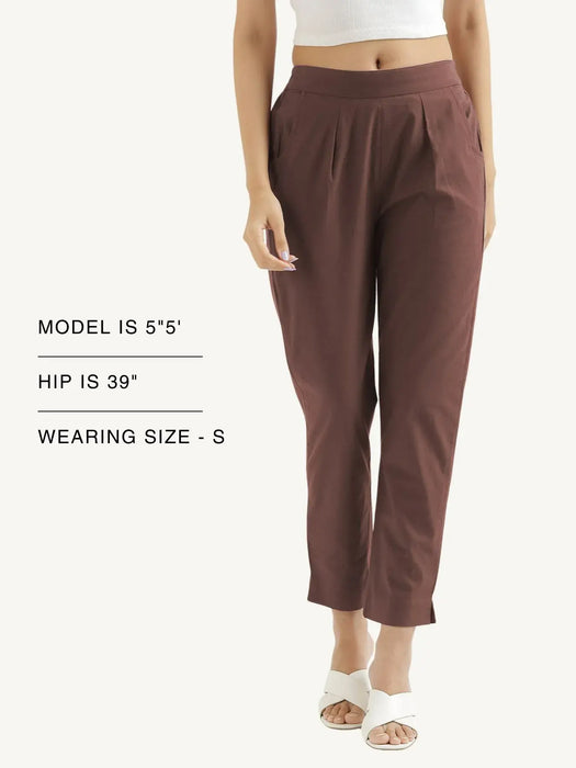 Women Mauve Brown Cotton Pant