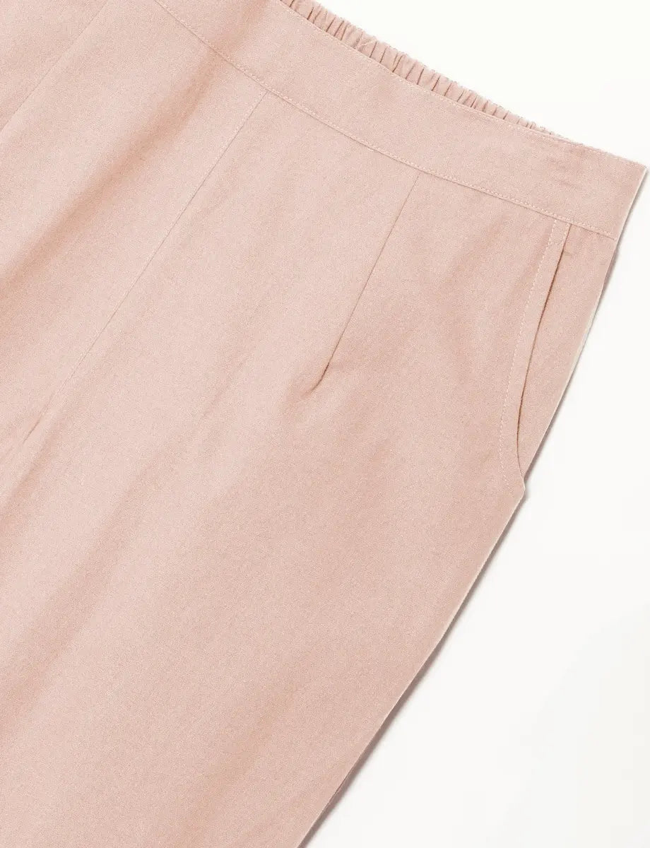 Women Salmon Pink Cotton Pant