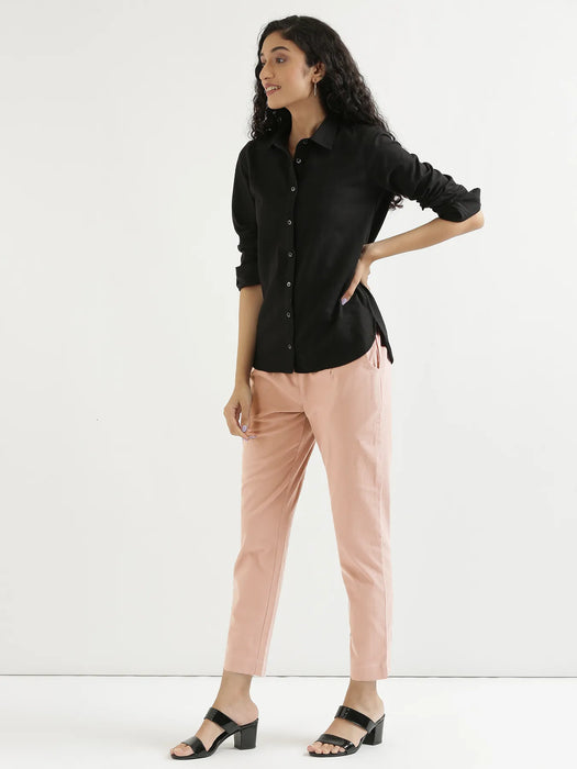 Women Salmon Pink Cotton Pant