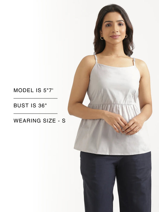 Women Light Grey Better Cotton Peplum Top