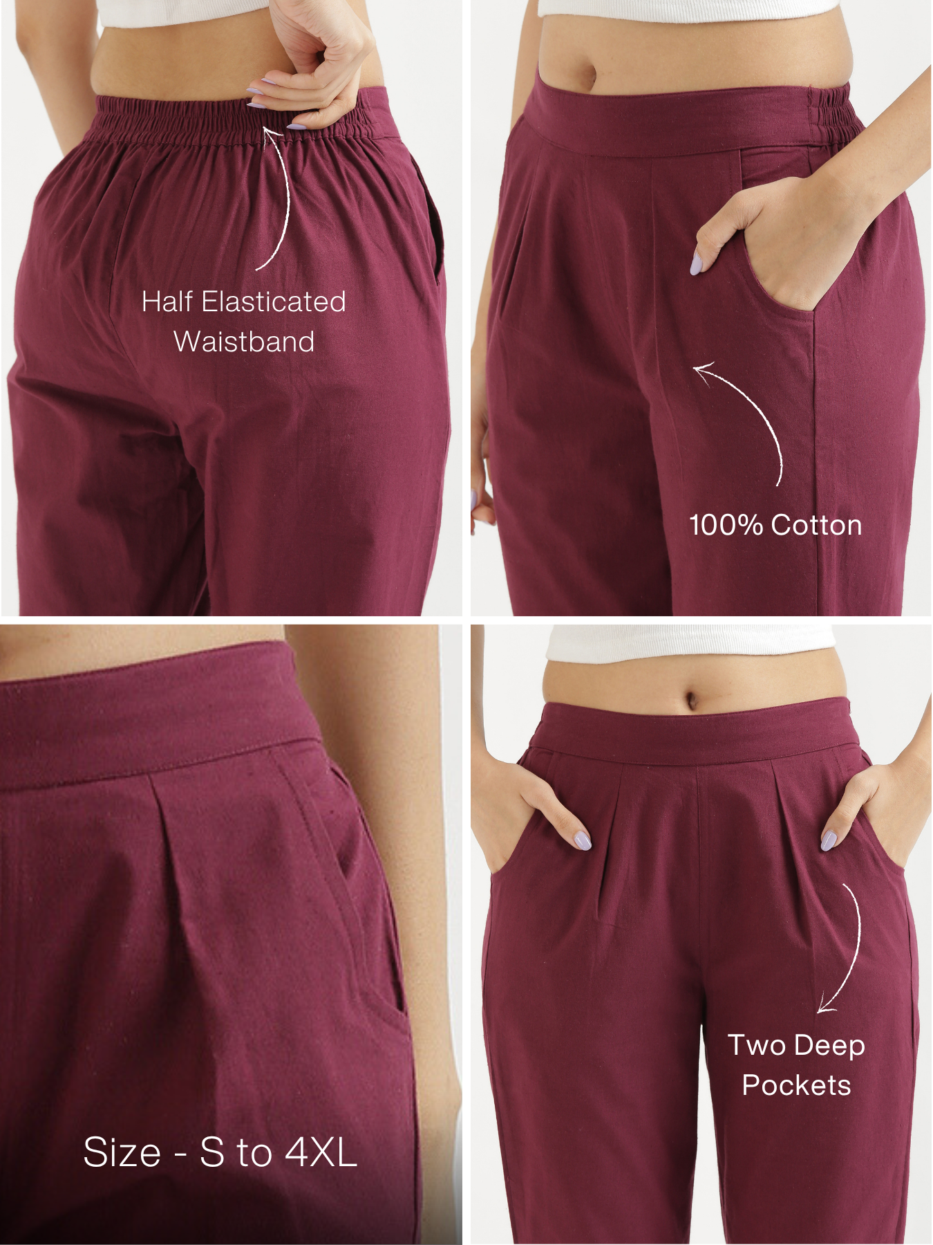 Wine Cotton Pant