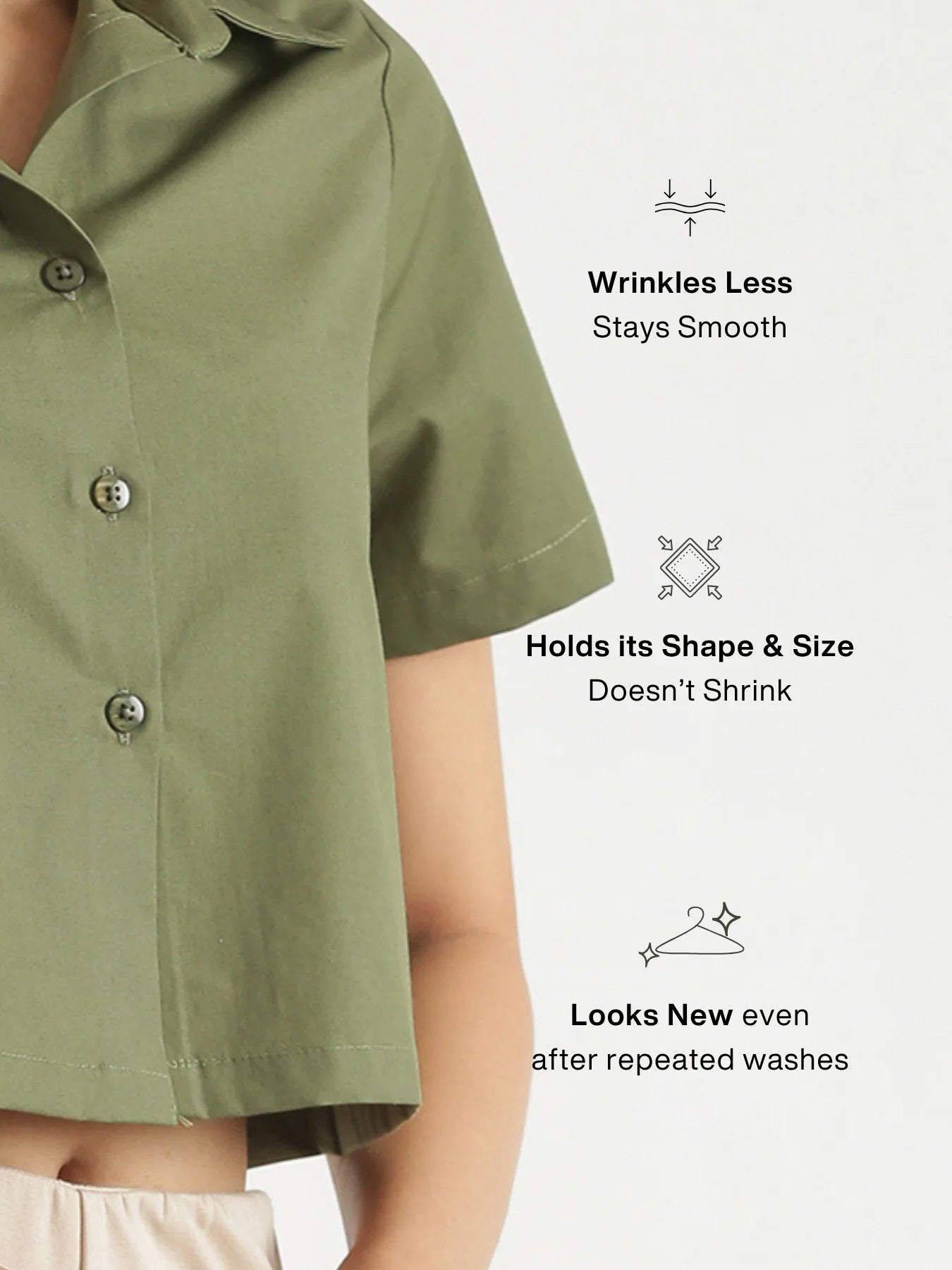 Women Forest Green Better Cotton Crop Shirt