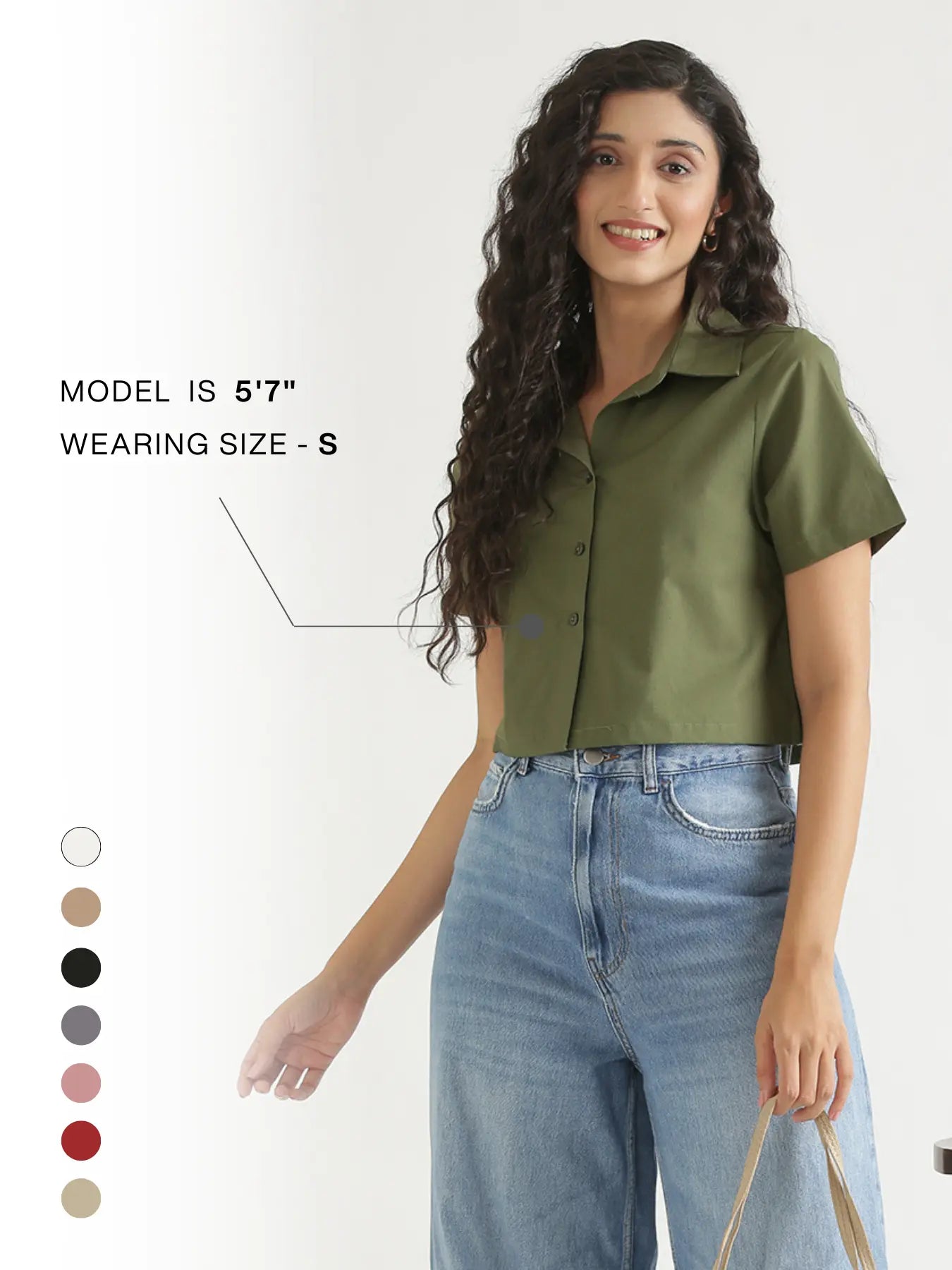 Women Forest Green Better Cotton Crop Shirt