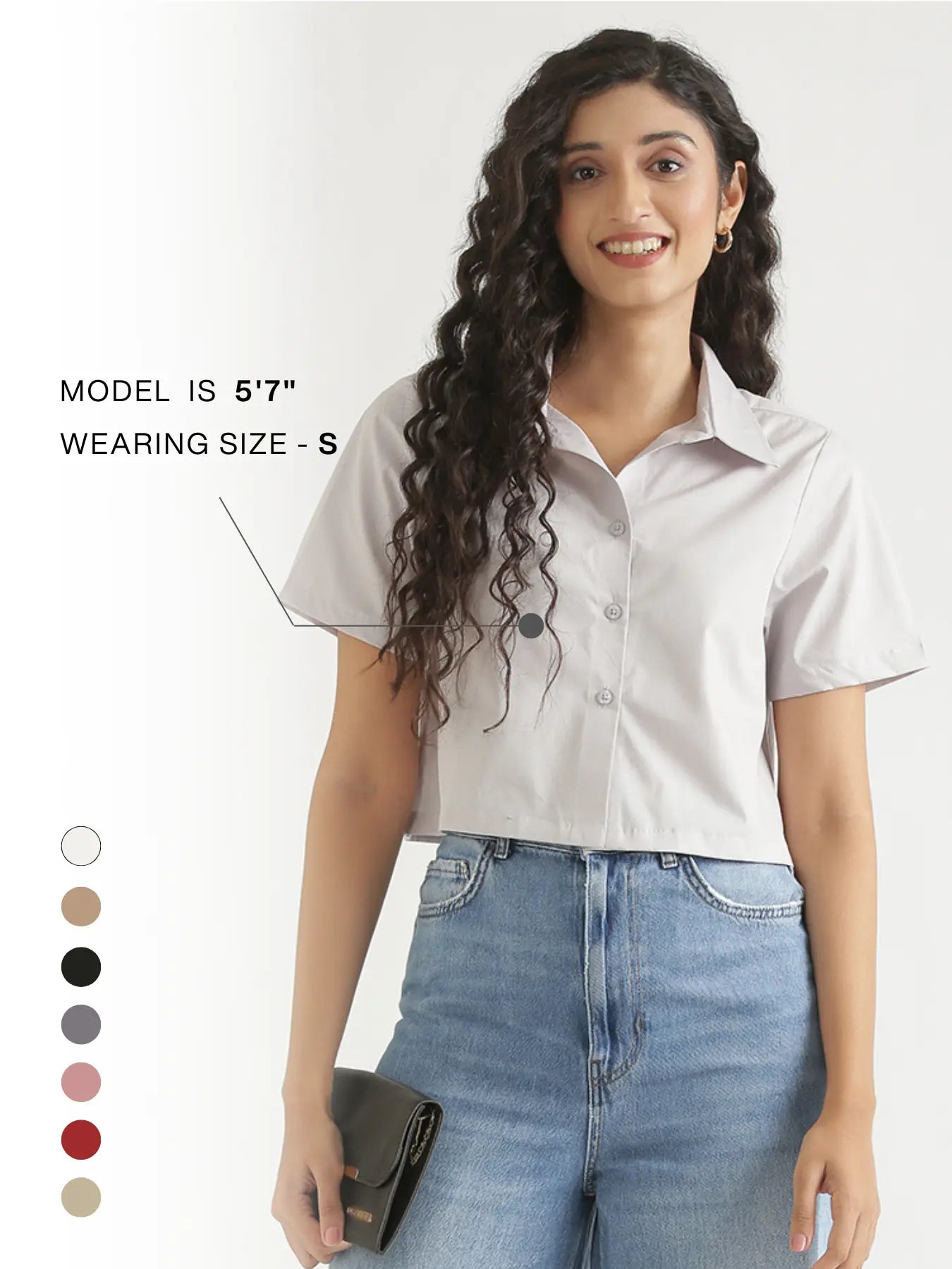 Women Grey Better Cotton Crop Shirt