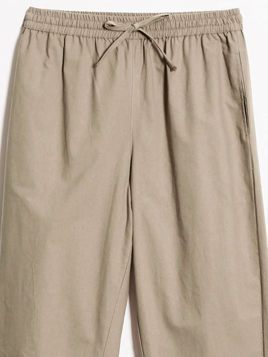 Women Khakhi Cotton Straight Pant