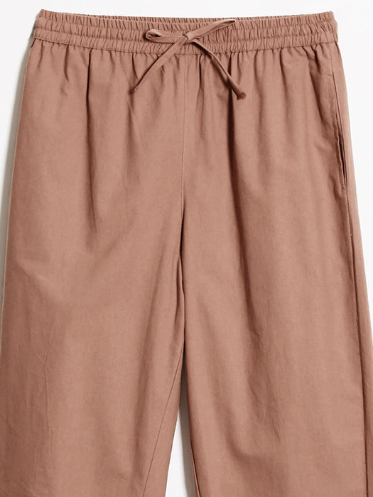 Women Mocha Mousse Cotton Straight Pant