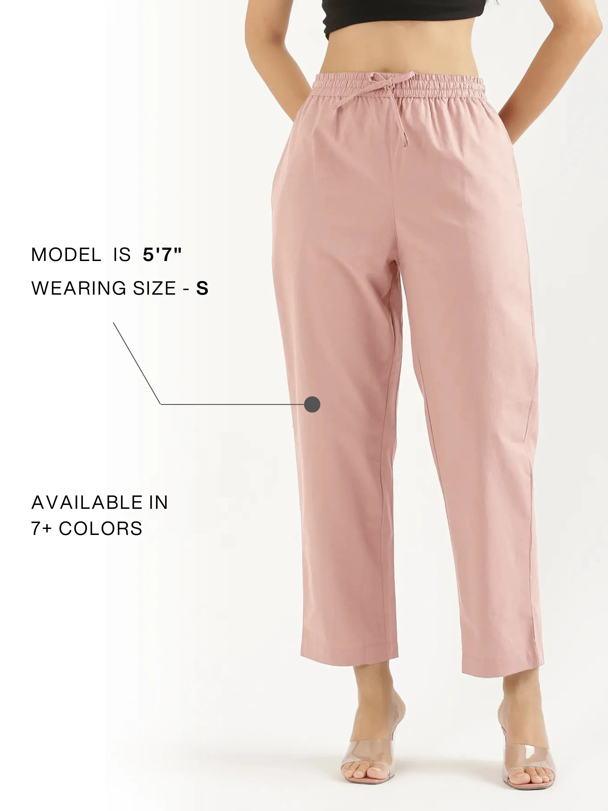 Women Salmon Pink Cotton Straight Pant