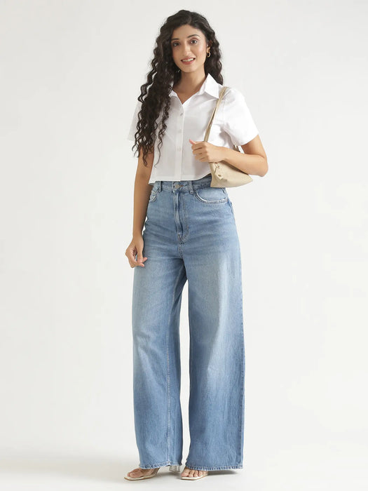 Women White Better Cotton Crop Shirt