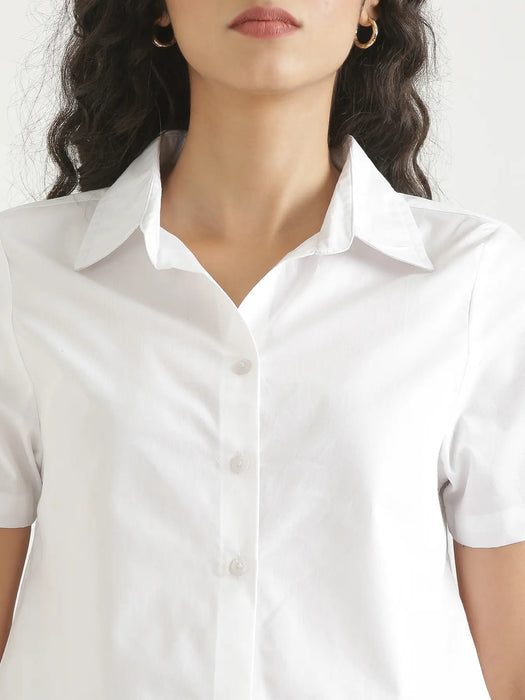Women White Better Cotton Crop Shirt