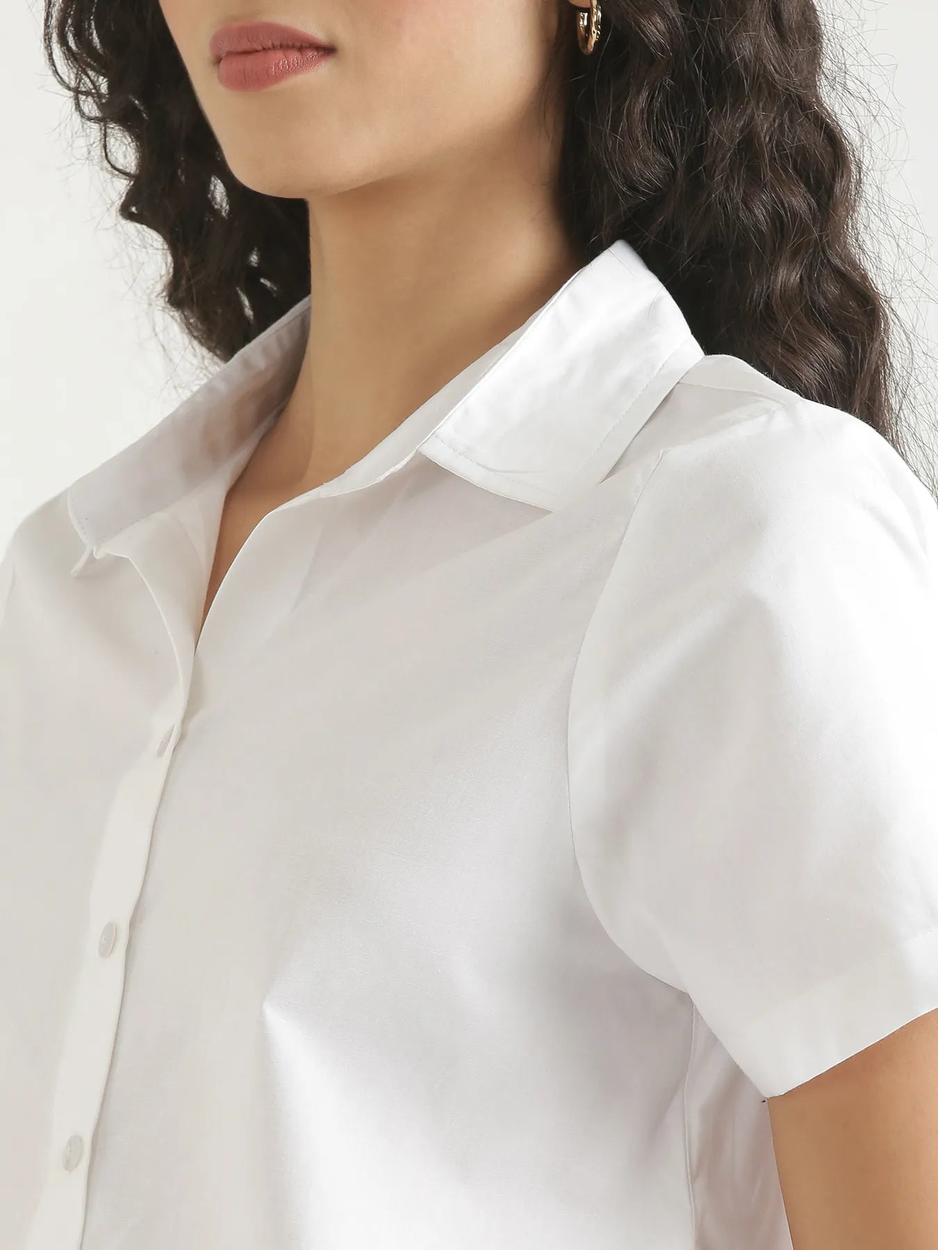 Women White Better Cotton Crop Shirt